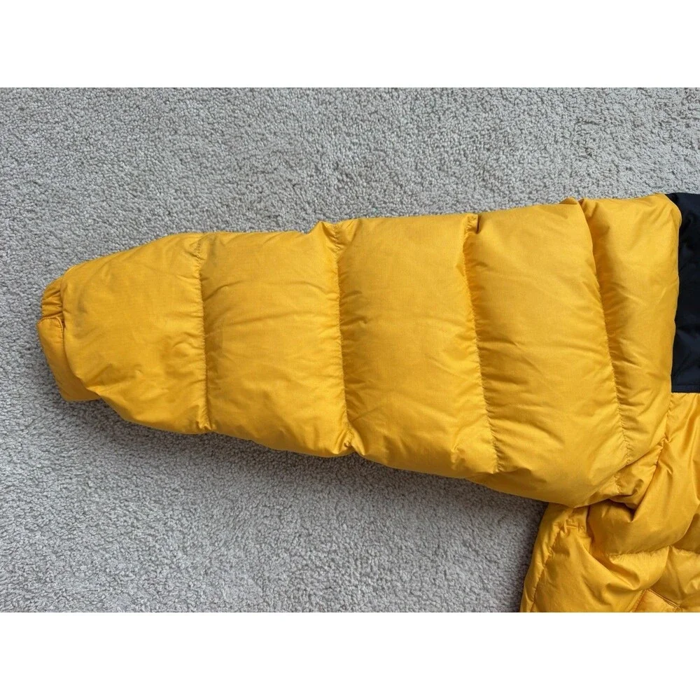The North Face Nuptse 700 Mens 2XL Jacket Yellow Black Down Puffer Hood XXL